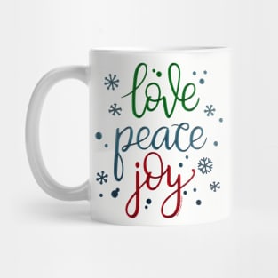 Holiday Colors Love Peace Joy Christmas Mug